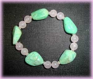 BRACELET CHRYSOPRASE+QUARTZ ROSE(25 gr/élastique)